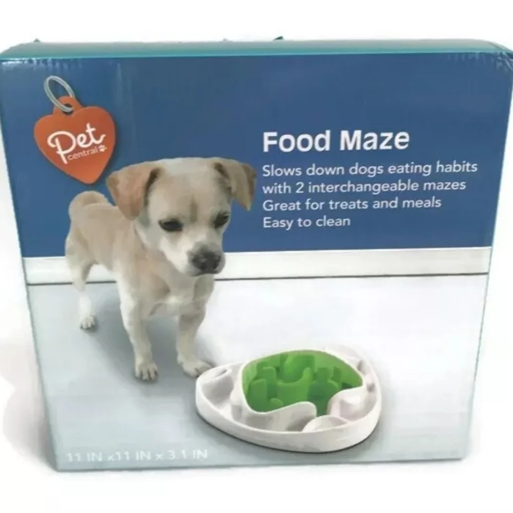 Pet Central FOOD MAZE Bowl dish Slow Down eating Dry or wet food 2 maze's NEW